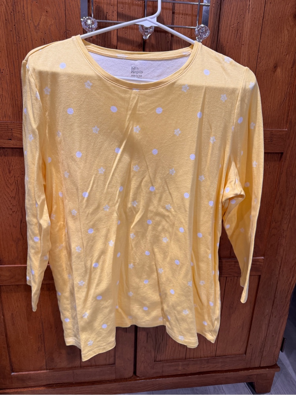 Kim Rogers Yellow Long-Sleeve Top with White Polka Dots